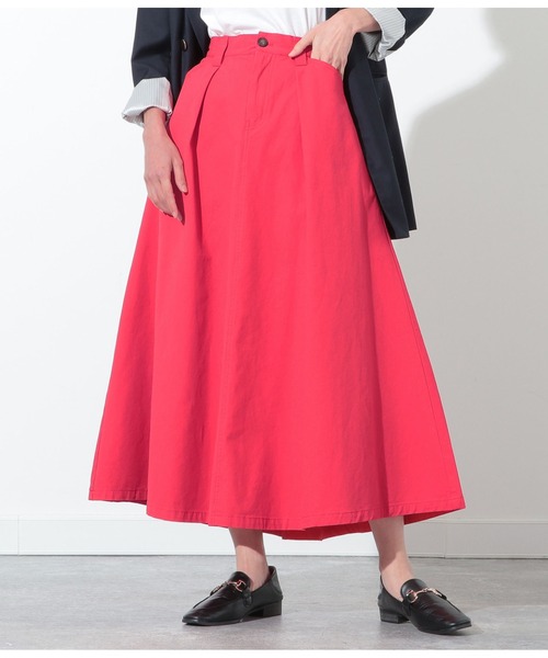 Settimissimo（セッティミッシモ）の「チノフレアロングスカート（スカート・レディース・レッド/ベージュ・FREE）」の4枚目の写真