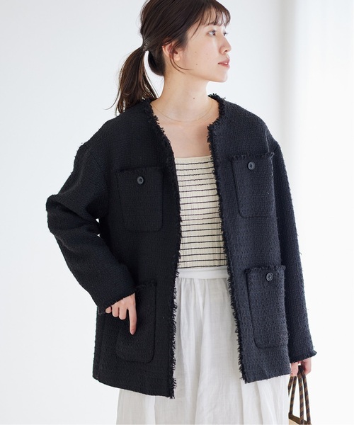 JOURNAL STANDARD(ジャーナルスタンダード)の「■■■《追加4》ツイードジャケット(ノーカラージャケット・レディース・ブラック・FREE)」の19枚目の写真
