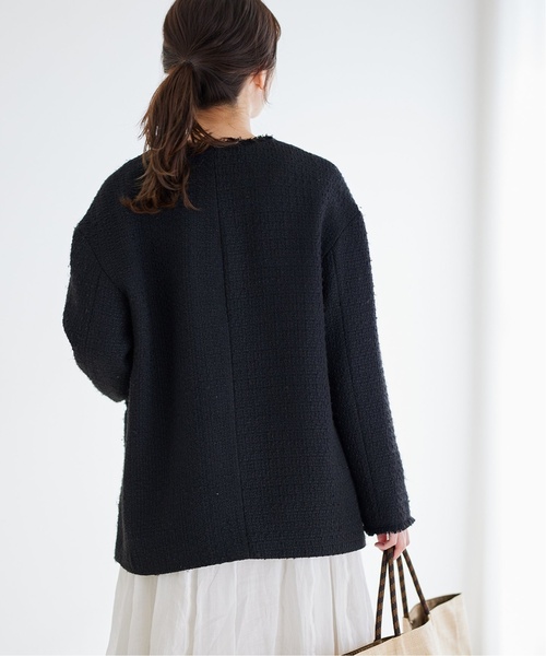JOURNAL STANDARD(ジャーナルスタンダード)の「■■■《追加4》ツイードジャケット(ノーカラージャケット・レディース・ブラック・FREE)」の4枚目の写真