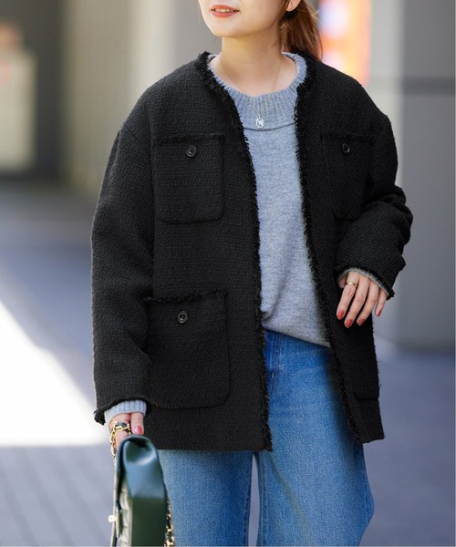 JOURNAL STANDARD(ジャーナルスタンダード)の「■■■《追加4》ツイードジャケット(ノーカラージャケット・レディース・ブラック・FREE)」の14枚目の写真