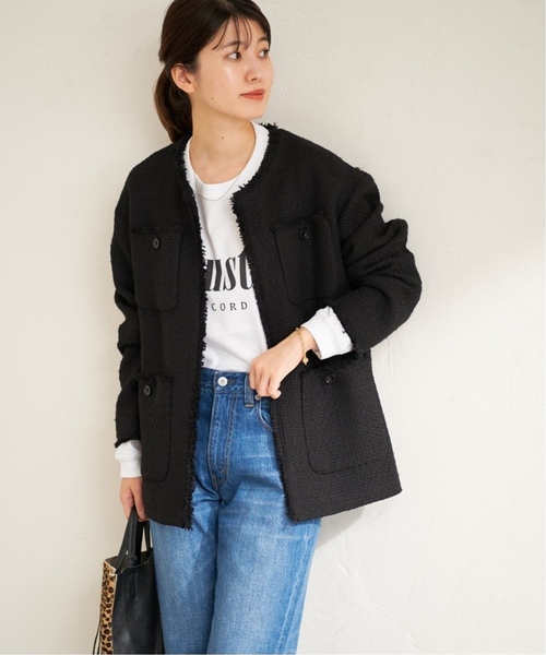 JOURNAL STANDARD(ジャーナルスタンダード)の「■■■《追加4》ツイードジャケット(ノーカラージャケット・レディース・ブラック・FREE)」の10枚目の写真