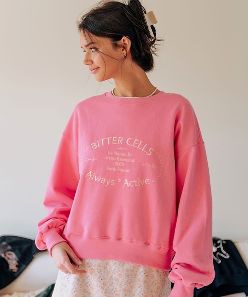 BITTER CELLS(ビターセルズ)の「BITTER CELLS/ANNE プルオーバー(ウラケ) 2193588(スウェット・レディース・ネイビー/ピンク/ライトグレー・SMALL/MEDIUM)」の1枚目の写真