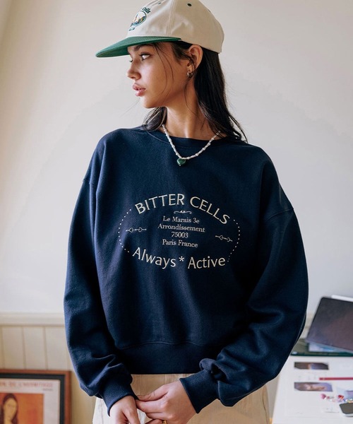 BITTER CELLS(ビターセルズ)の「BITTER CELLS/ANNE プルオーバー(ウラケ) 2193588(スウェット・レディース・ネイビー/ピンク/ライトグレー・SMALL/MEDIUM)」の16枚目の写真