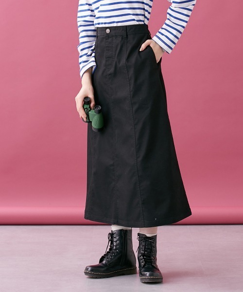 Le temps riche（ルタンリッシュ）の「ストレッチ素材ツイルロングスカート ＜Le temps riche＞（スカート・レディース・ブラック/ベージュ/カーキ・L/M/LL）」の2枚目の写真