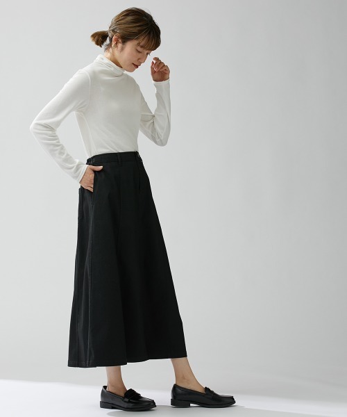 Le temps riche（ルタンリッシュ）の「ストレッチ素材ツイルロングスカート ＜Le temps riche＞（スカート・レディース・ブラック/ベージュ/カーキ・L/M/LL）」の8枚目の写真