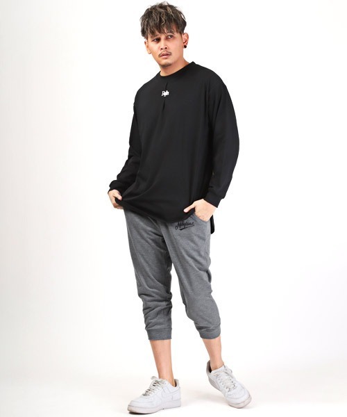 LUXSTYLE(ラグスタイル)の「ミニ裏毛スウェットクロップドパンツ(スウェットパンツ・メンズ・グレイッシュベージュ/杢グレー/ネイビー/ブラック・M/L/XL)」の10枚目の写真