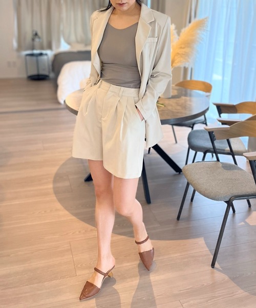 Jewelobe(ジュエローブ)の「テーラードソフトジャケット×ショートパンツ セットアップ(セットアップ・レディース・グリーン/アイボリー/ブラック・FREE)」の13枚目の写真