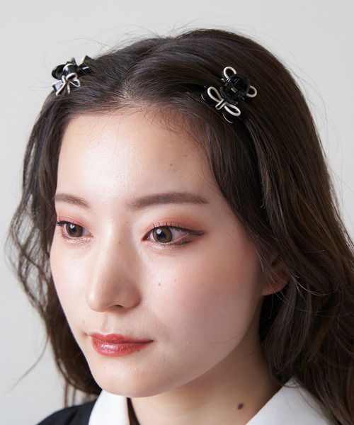 リボンヘアクリップペアセット【Plane,Mini】
