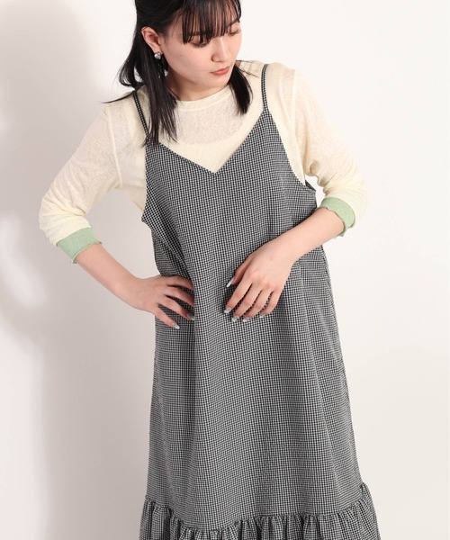 cepo（セポ）の「ポリサッカー ティアードキャミワンピース　セットアップ可能（ワンピース・レディース・ブラック×ホワイト/ネイビー系/ブラック・M）」の17枚目の写真