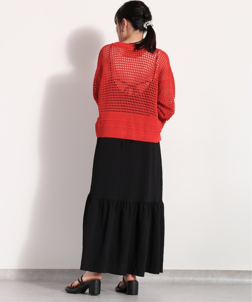 cepo（セポ）の「ポリサッカー ティアードキャミワンピース　セットアップ可能（ワンピース・レディース・ブラック×ホワイト/ネイビー系/ブラック・M）」の6枚目の写真