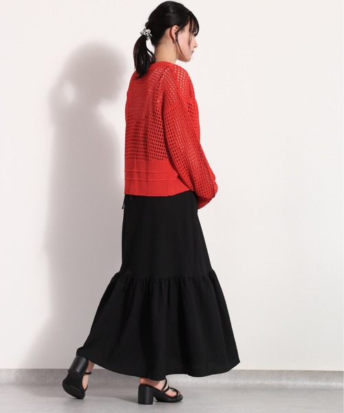 cepo（セポ）の「ポリサッカー ティアードキャミワンピース　セットアップ可能（ワンピース・レディース・ブラック×ホワイト/ネイビー系/ブラック・M）」の13枚目の写真