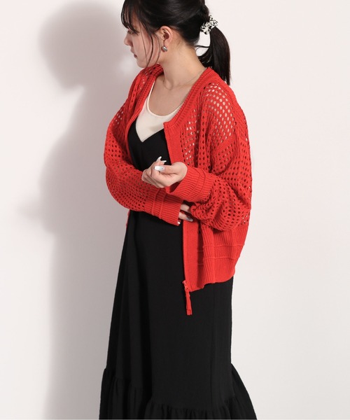 cepo（セポ）の「ポリサッカー ティアードキャミワンピース　セットアップ可能（ワンピース・レディース・ブラック×ホワイト/ネイビー系/ブラック・M）」の16枚目の写真