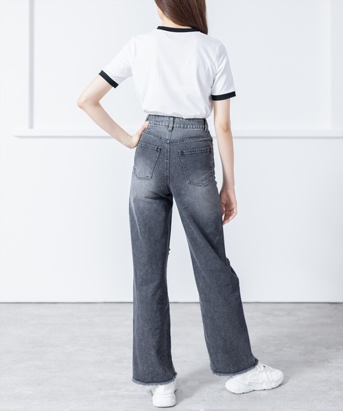 clear(クリア)の「配色プリントTシャツ (Tシャツ/カットソー・レディース・オフホワイト/ブラック/レッド・F)」の14枚目の写真