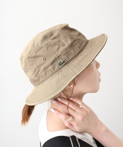 SLOBE IENA（スローブイエナ）の「【LACOSTE / ラコステ】ベーシックサハリハット（ハット・レディース・ネイビー/ベージュ・FREE）」の4枚目の写真