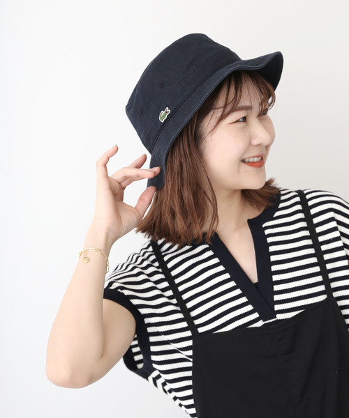 SLOBE IENA（スローブイエナ）の「【LACOSTE / ラコステ】ベーシックサハリハット（ハット・レディース・ネイビー/ベージュ・FREE）」の3枚目の写真