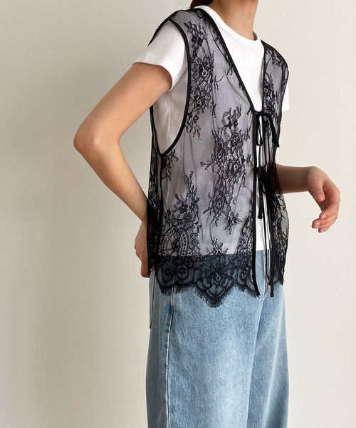 CANAL JEAN（キャナルジーン）の「RED CHOP WORKS　2WAYレースベスト（ベスト・レディース・ブラック・ONE SIZE）」の3枚目の写真