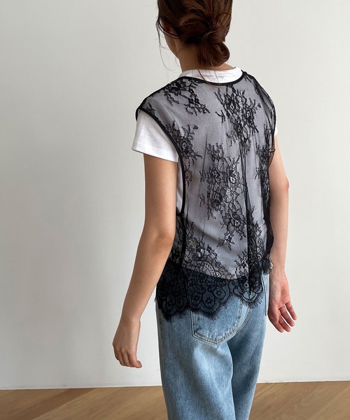 CANAL JEAN（キャナルジーン）の「RED CHOP WORKS　2WAYレースベスト（ベスト・レディース・ブラック・ONE SIZE）」の6枚目の写真