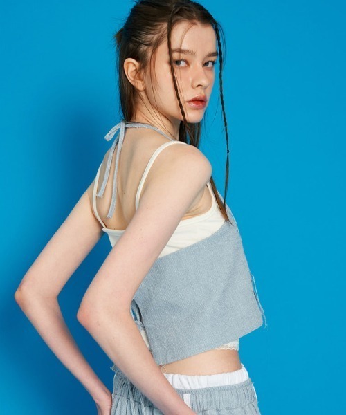 FANCY CLUB（ファンシークラブ）の「A'GEM/9 × .kom『 FANCY CLUB/ファンシークラブ』 DOUBLE TUCK FRINGE BENDING PANTS/ダブルタックベンディパンツ（その他パンツ・レディース・ブルー/チャコールグレー・FREE）」の9枚目の写真