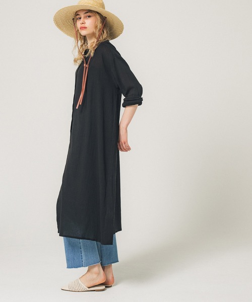coca（coca）（コカ）の「クレープシアーシャツワンピース（シャツワンピース・レディース・ライトベージュ/ブラック/ライトグリーン・M/L）」の13枚目の写真