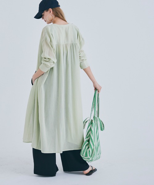 coca（coca）（コカ）の「クレープシアーシャツワンピース（シャツワンピース・レディース・ライトベージュ/ブラック/ライトグリーン・M/L）」の9枚目の写真