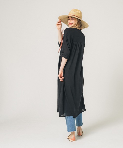 coca（coca）（コカ）の「クレープシアーシャツワンピース（シャツワンピース・レディース・ライトベージュ/ブラック/ライトグリーン・M/L）」の12枚目の写真