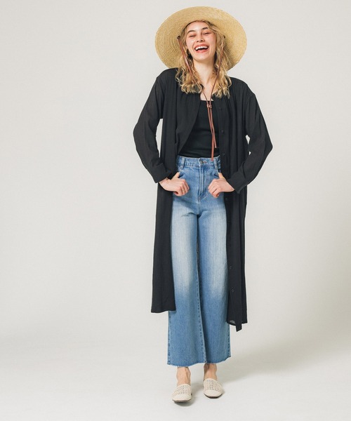 coca（coca）（コカ）の「クレープシアーシャツワンピース（シャツワンピース・レディース・ライトベージュ/ブラック/ライトグリーン・M/L）」の14枚目の写真