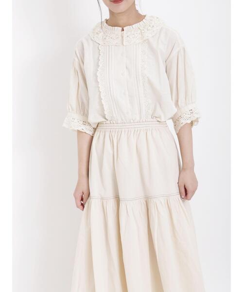 Samansa Mos2(サマンサ モスモス)の「襟レースブラウス(シャツ/ブラウス・レディース・モカ/ブラック/キナリ・F)」の2枚目の写真