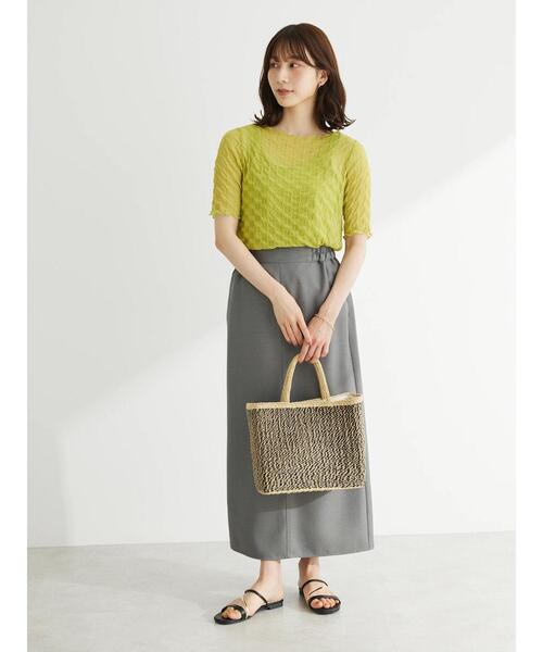 Green　Parks（グリーンパークス）の「麻調Iラインスカート（スカート・レディース・ブラック/グレー/ブルー・FREE）」の7枚目の写真