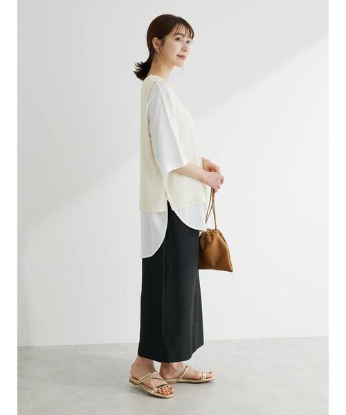 Green　Parks（グリーンパークス）の「麻調Iラインスカート（スカート・レディース・ブラック/グレー/ブルー・FREE）」の18枚目の写真