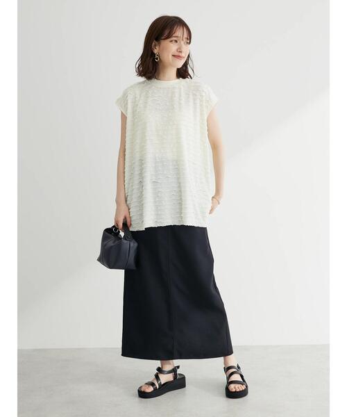 Green　Parks（グリーンパークス）の「麻調Iラインスカート（スカート・レディース・ブラック/グレー/ブルー・FREE）」の20枚目の写真