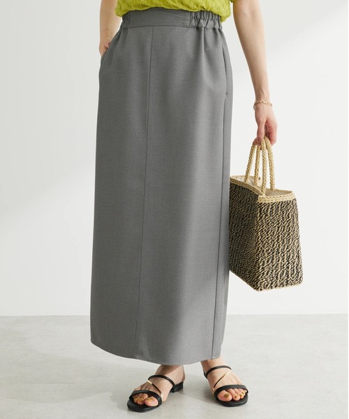 Green　Parks（グリーンパークス）の「麻調Iラインスカート（スカート・レディース・ブラック/グレー/ブルー・FREE）」の3枚目の写真