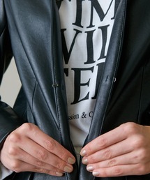 【新品】 Laungedress レザージャケット ノーカラーフェイクレザージャケット（ライダースジャケット