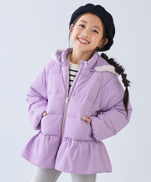 セール】洗える ファイバーダウン フードが取り外せる ペプラム