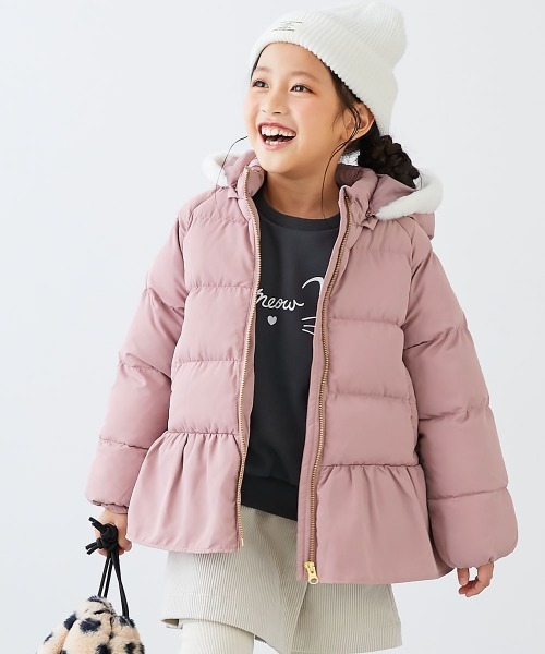 セール】洗える ファイバーダウン フードが取り外せる ペプラム