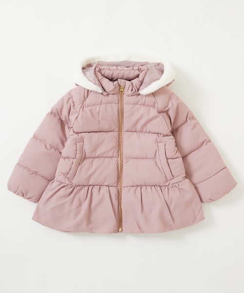 devirock（デビロック）の「洗える ファイバーダウン フードが取り外せる ペプラム ジャケット（ダウンジャケット/コート・キッズ・アイボリー/パープル系その他/グレイッシュブルー/ピンク系3/グリーン系2/ダークネイビー/チャコール/ライラック系・100cm/130cm/140cm/150cm/160cm/90cm/110cm/120cm/80ｃｍ）」の9枚目の写真