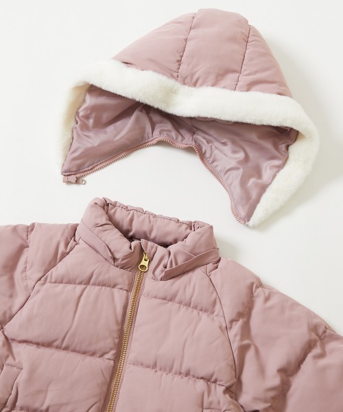 devirock（デビロック）の「洗える ファイバーダウン フードが取り外せる ペプラム ジャケット（ダウンジャケット/コート・キッズ・アイボリー/パープル系その他/グレイッシュブルー/ピンク系3/グリーン系2/ダークネイビー/チャコール/ライラック系・100cm/130cm/140cm/150cm/160cm/90cm/110cm/120cm/80ｃｍ）」の11枚目の写真