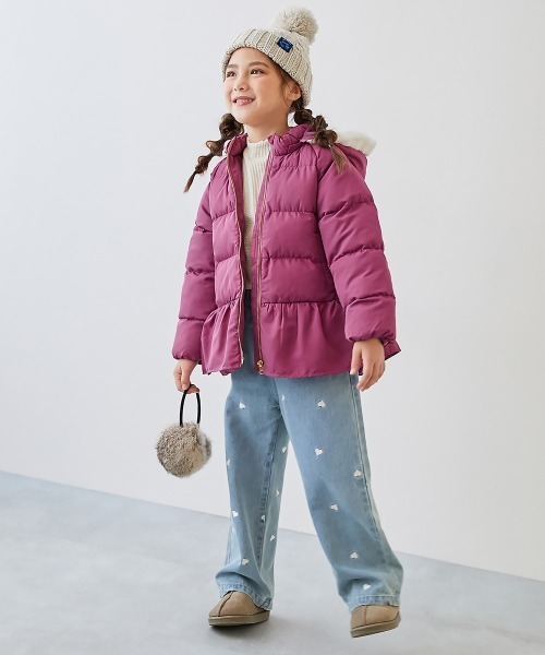 devirock（デビロック）の「洗える ファイバーダウン フードが取り外せる ペプラム ジャケット（ダウンジャケット/コート・キッズ・アイボリー/パープル系その他/グレイッシュブルー/ピンク系3/グリーン系2/ダークネイビー/チャコール/ライラック系・100cm/130cm/140cm/150cm/160cm/90cm/110cm/120cm/80ｃｍ）」の21枚目の写真