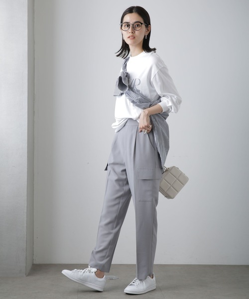 NANO universe（ナノユニバース）の「センタープレスカーゴポケットパンツ（カーゴパンツ・レディース・ベージュ/ダークネイビー/グレー・FREE）」の15枚目の写真