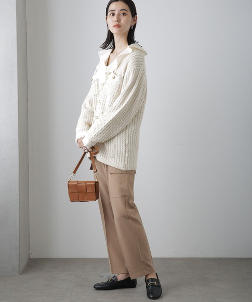 NANO universe（ナノユニバース）の「センタープレスカーゴポケットパンツ（カーゴパンツ・レディース・ベージュ/ダークネイビー/グレー・FREE）」の4枚目の写真