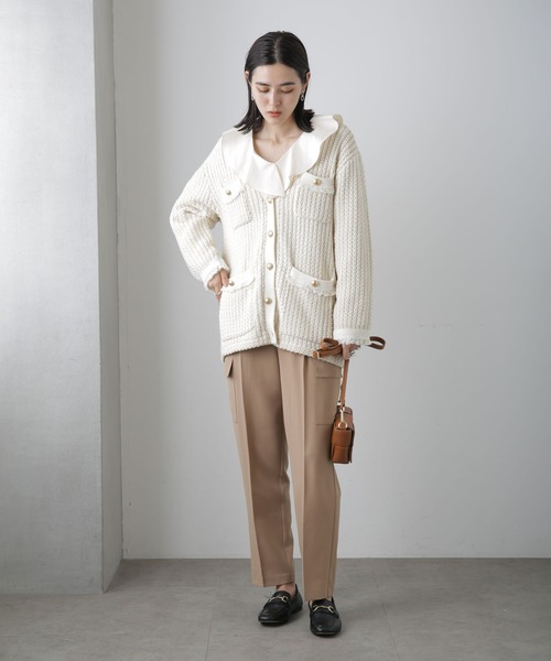 NANO universe（ナノユニバース）の「センタープレスカーゴポケットパンツ（カーゴパンツ・レディース・ベージュ/ダークネイビー/グレー・FREE）」の7枚目の写真