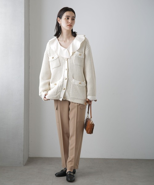 NANO universe（ナノユニバース）の「センタープレスカーゴポケットパンツ（カーゴパンツ・レディース・ベージュ/ダークネイビー/グレー・FREE）」の8枚目の写真