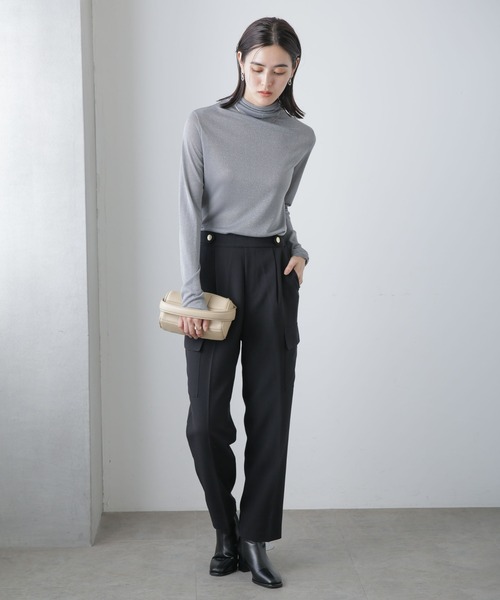 NANO universe（ナノユニバース）の「センタープレスカーゴポケットパンツ（カーゴパンツ・レディース・ベージュ/ダークネイビー/グレー・FREE）」の9枚目の写真