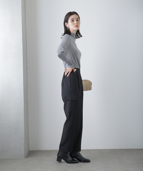 NANO universe（ナノユニバース）の「センタープレスカーゴポケットパンツ（カーゴパンツ・レディース・ベージュ/ダークネイビー/グレー・FREE）」の12枚目の写真