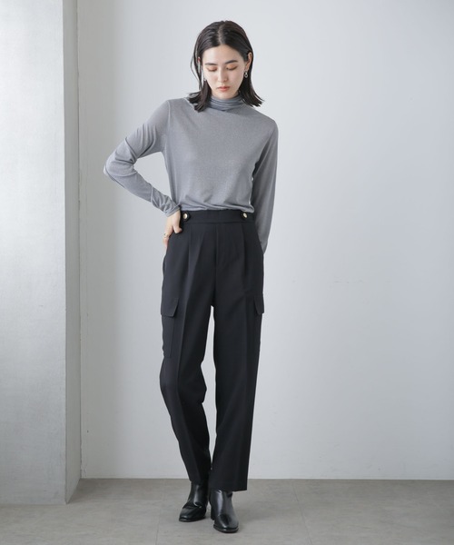 NANO universe（ナノユニバース）の「センタープレスカーゴポケットパンツ（カーゴパンツ・レディース・ベージュ/ダークネイビー/グレー・FREE）」の13枚目の写真