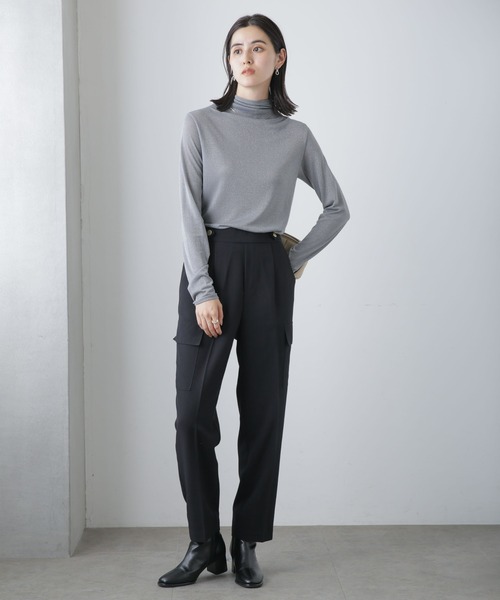 NANO universe（ナノユニバース）の「センタープレスカーゴポケットパンツ（カーゴパンツ・レディース・ベージュ/ダークネイビー/グレー・FREE）」の14枚目の写真