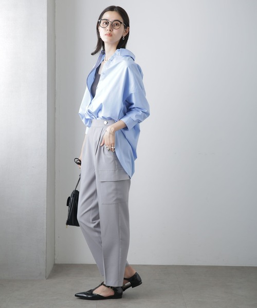 NANO universe（ナノユニバース）の「センタープレスカーゴポケットパンツ（カーゴパンツ・レディース・ベージュ/ダークネイビー/グレー・FREE）」の19枚目の写真