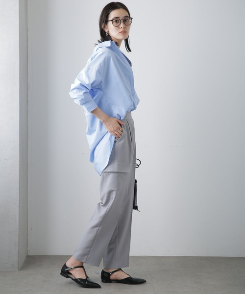 NANO universe（ナノユニバース）の「センタープレスカーゴポケットパンツ（カーゴパンツ・レディース・ベージュ/ダークネイビー/グレー・FREE）」の21枚目の写真