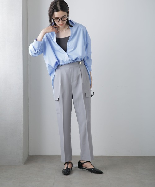 NANO universe（ナノユニバース）の「センタープレスカーゴポケットパンツ（カーゴパンツ・レディース・ベージュ/ダークネイビー/グレー・FREE）」の22枚目の写真