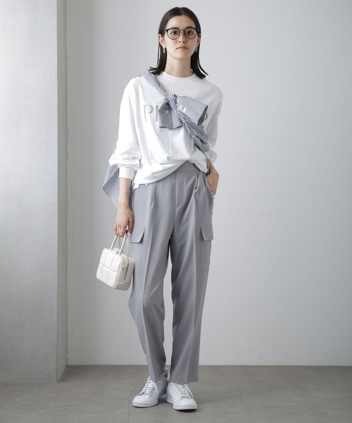 NANO universe（ナノユニバース）の「センタープレスカーゴポケットパンツ（カーゴパンツ・レディース・ベージュ/ダークネイビー/グレー・FREE）」の17枚目の写真