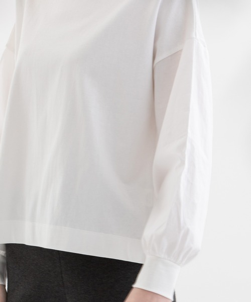 nop de nod(ノップドゥノッド)の「USコットン天竺布帛スリーブT(Tシャツ/カットソー・レディース・ネイビー/ブラック/オフホワイト・3)」の9枚目の写真